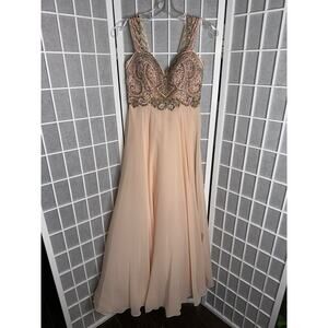 Sherri Hill Pink Prom dress Size 2 Formal Maxi Sequined Jeweled Top Layered